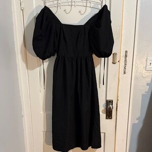 Elegant Black Puff Sleeve Dress